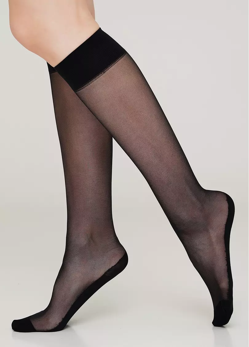 Женские гольфы с хлопковыми подследниками FOOTIES STYLE KNEE-HIGH 20 nero (черный)