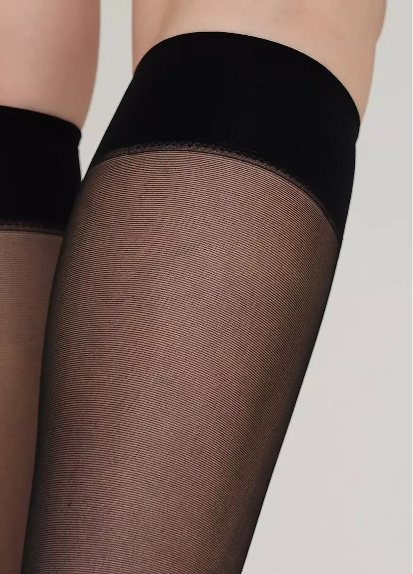 Женские гольфы с хлопковыми подследниками FOOTIES STYLE KNEE-HIGH 20 nero (черный)