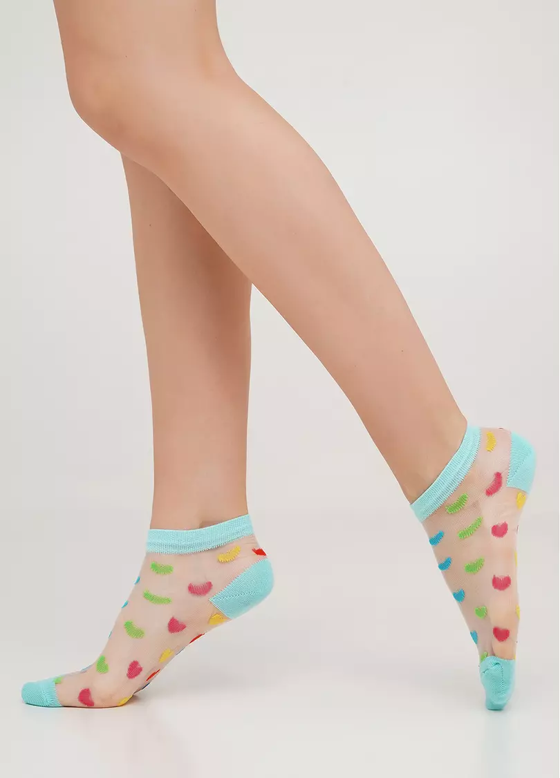 Прозорі шкарпетки дитячі з сердцями KS2 CRISTAL 004 light mint (блакитний)