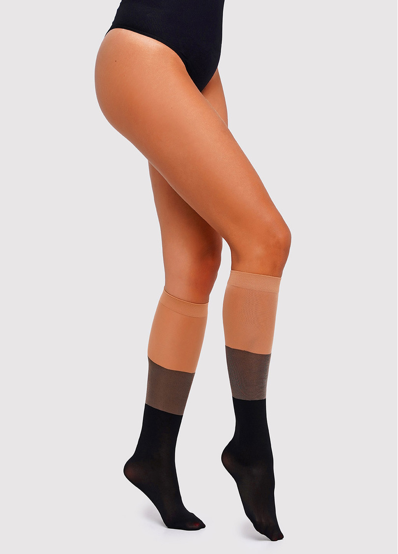 Гольфи капронові MG 02 amber/nero (бежевий/чорний)