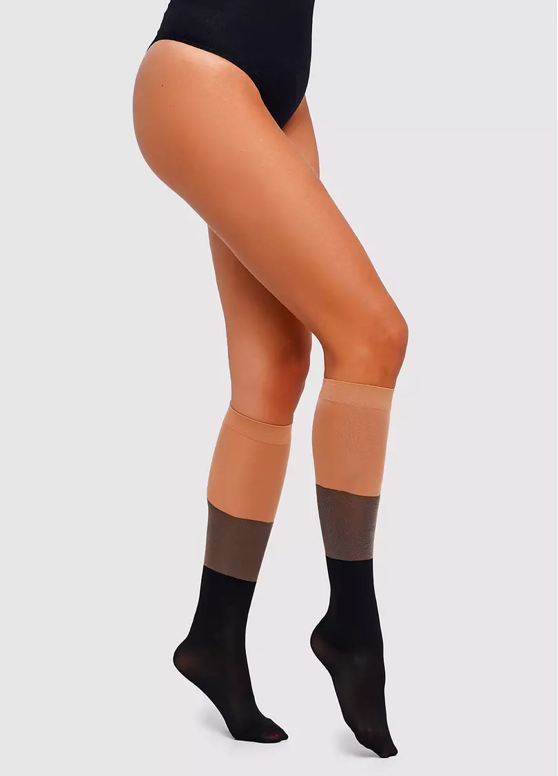 Гольфы капроновые MG 02 amber/nero (бежевый/черный)