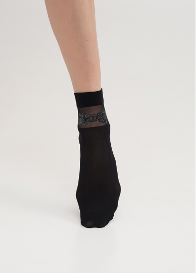 Шкарпетки з блискучим бантиком MLN-04 (Lurex) calzino 60 nero (чорний)