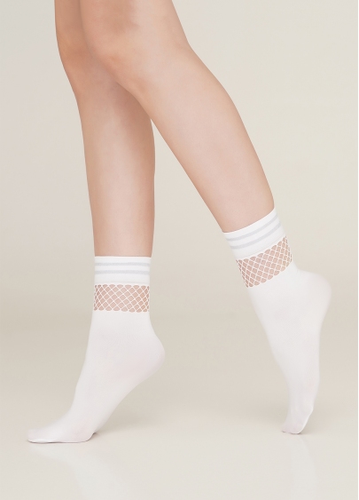 Жіночі шкарпетки з сіткою MN 03 bianco (білий)