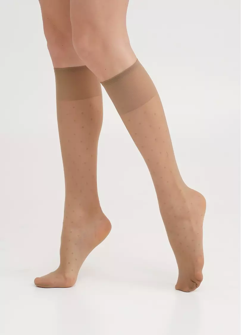 Гольфы прозрачные в горох NG-04 gamb glace (бежевый)
