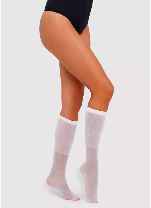 Гольфы капроновые с принтом NG-06 gambaletto bianco (белый)