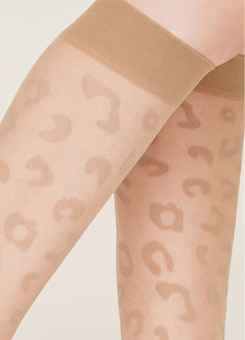 Жіночі гольфи з леопардовим принтом NG-08 gambaletto glace (бежевий)