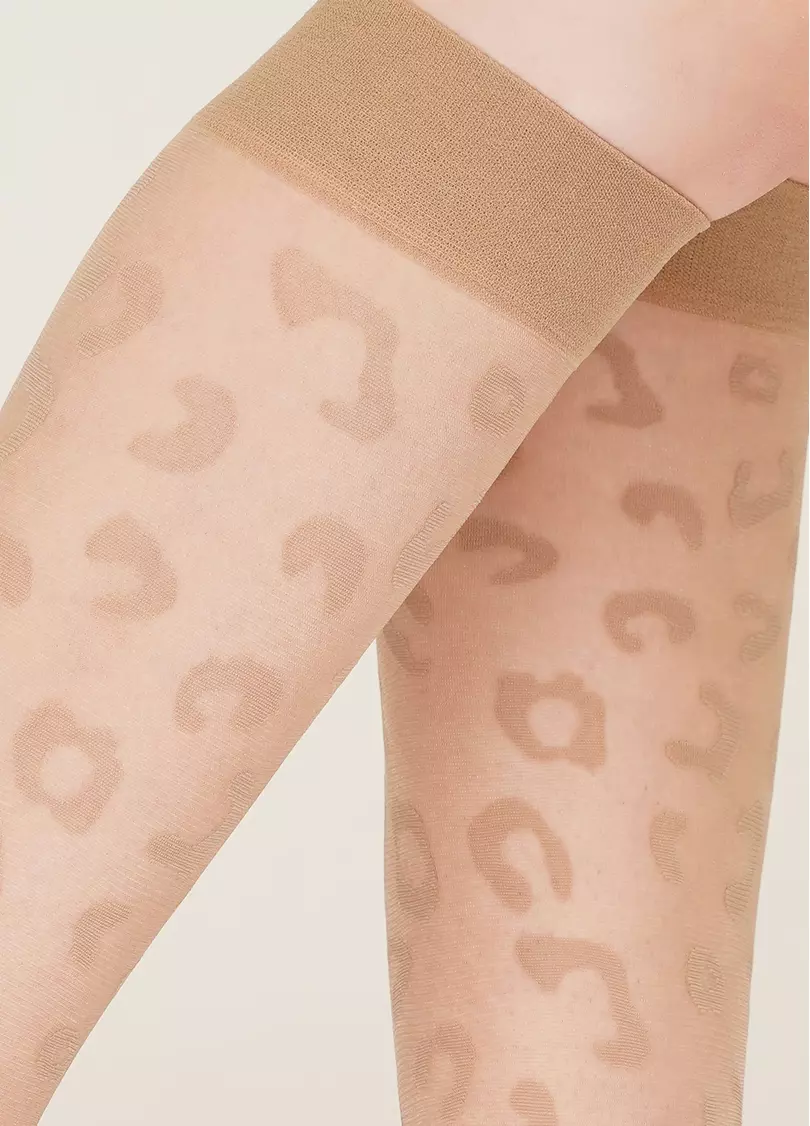 Женские гольфы с леопардовым принтом NG-08 gambaletto glace (бежевый)