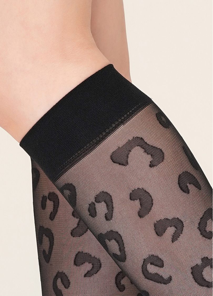 Жіночі гольфи з леопардовим принтом NG-08 gambaletto nero (чорний)