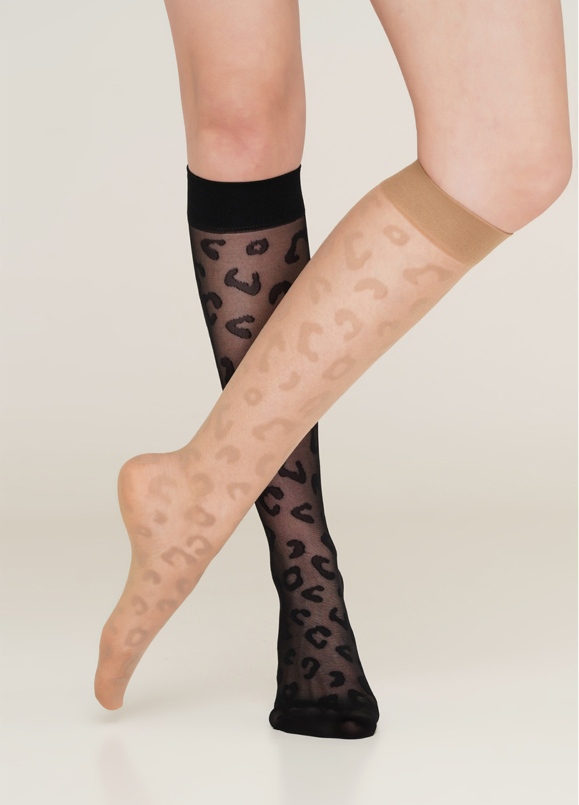 Жіночі гольфи з леопардовим принтом NG-08 gambaletto nero (чорний)