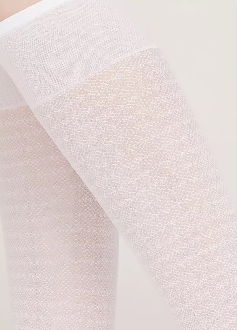 Женские ажурные гольфы NG-12 gambaletto bianco (белый)