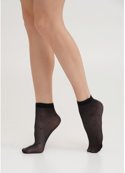 Прозрачные носки с эффектом сетки в горох NN-02 calzino nero (черный)