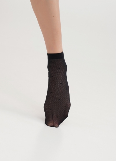 Прозорі шкарпетки з ефектом сітки в горох NN-02 calzino nero (чорний)