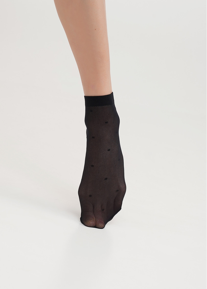 Прозрачные носки с эффектом сетки в горох NN-02 calzino nero (черный)