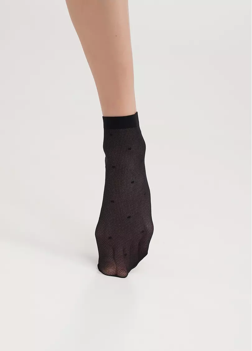 Прозрачные носки с эффектом сетки в горох NN-02 calzino nero (черный)