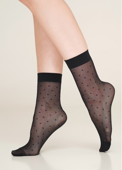 Жіночі шкарпетки в горошок NN-04 calzino nero (чорний)