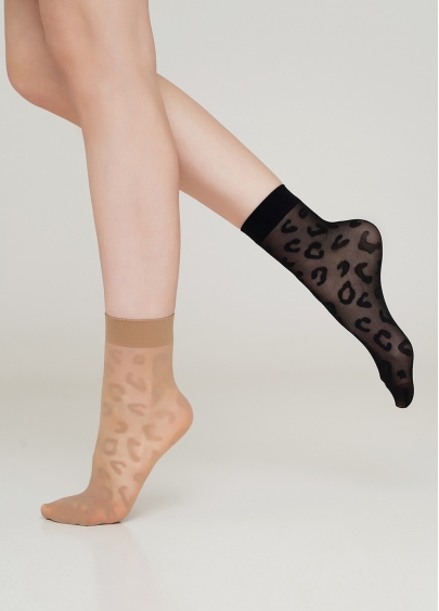 Женские носки с леопардовым принтом NN-05 calzino glace (бежевый)