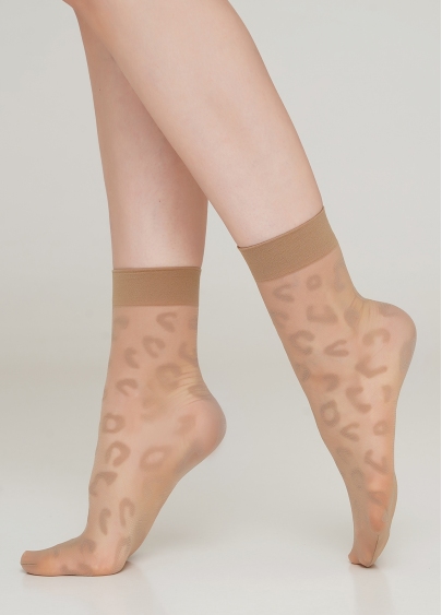 Женские носки с леопардовым принтом NN-05 calzino glace (бежевый)