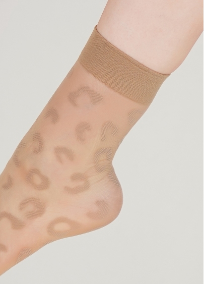Жіночі шкарпетки з леопардовим принтом NN-05 calzino glace (бежевий)