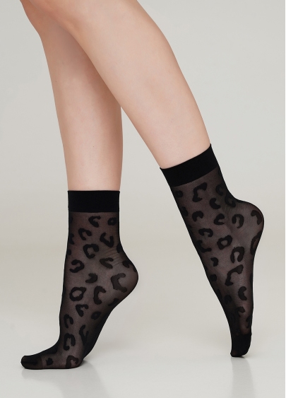 Жіночі шкарпетки з леопардовим принтом NN-05 calzino nero (чорний)