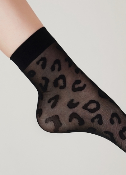 Женские носки с леопардовым принтом NN-05 calzino nero (черный)