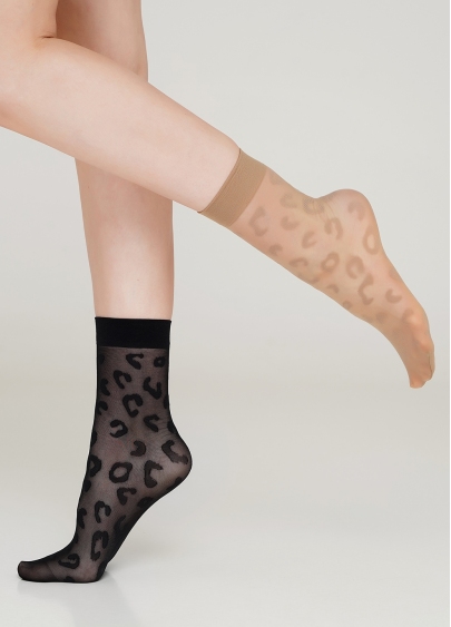 Женские носки с леопардовым принтом NN-05 calzino nero (черный)
