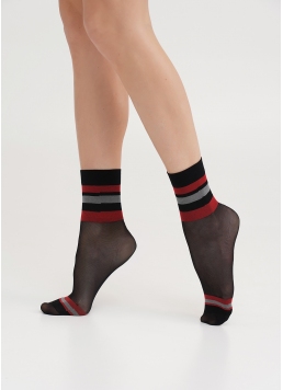 Прозрачные носки с контрастными полосами NN-18 calzino nero (черный)