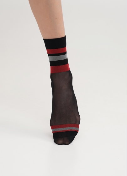 Прозрачные носки с контрастными полосами NN-18 calzino nero (черный)
