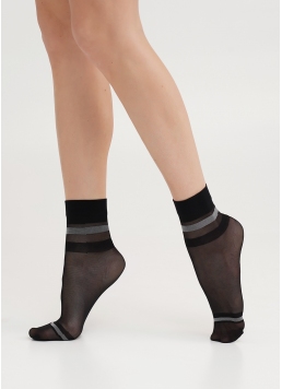 Прозорі шкарпетки зі смугами NN-20 calzino nero (чорний)