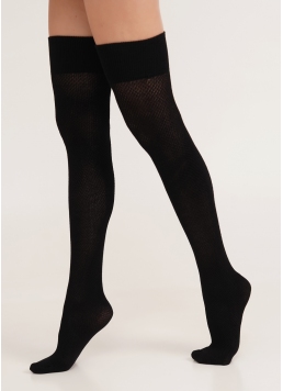 Гольфи вище колін з плетінням сітки PARI UP COTTON CLASSIC 200 nero (чорний)