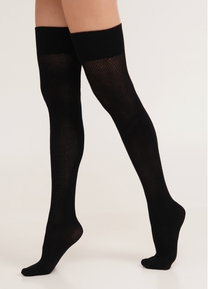 Гольфи вище колін з плетінням сітки PARI UP COTTON CLASSIC 200 nero (чорний)