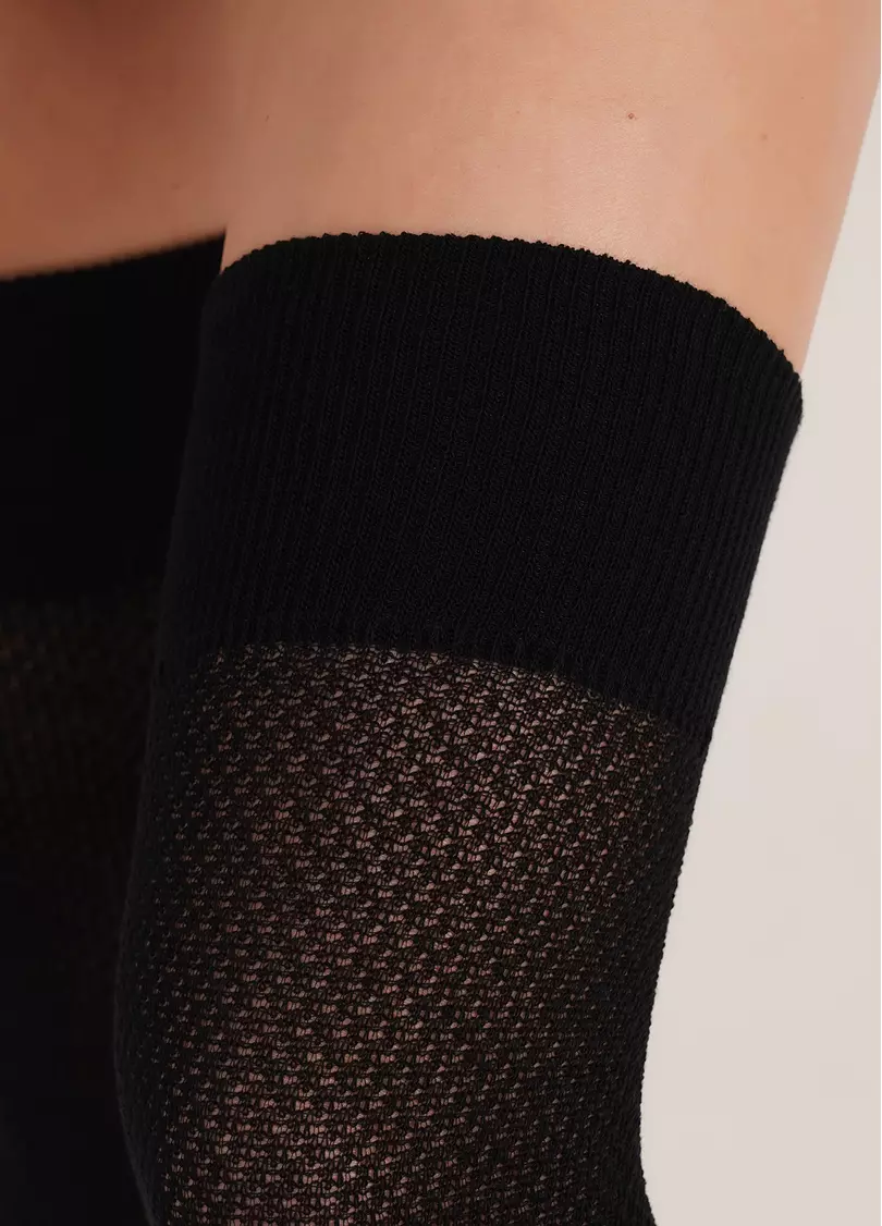Гольфы выше колен с плетением сетки PARI UP COTTON CLASSIC 200 nero (черный)