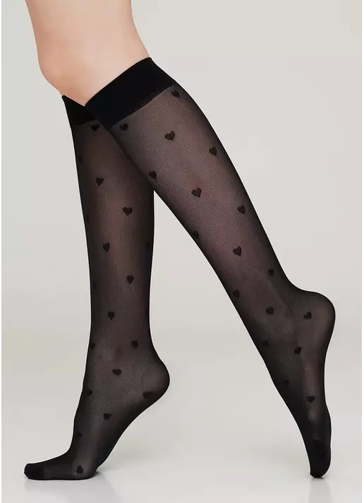 Женские гольфы с рисунком "сердечки" RG-04 gambaletto