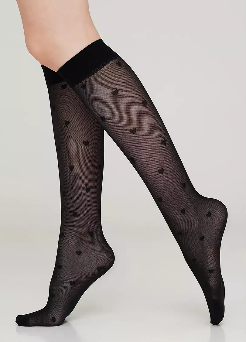 Женские гольфы с рисунком "сердечки" RG-04 gambaletto