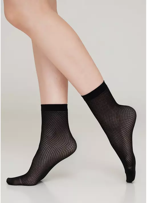 Жіночі шкарпетки з малюнком "сітка" RN-04 calzino nero (чорний)