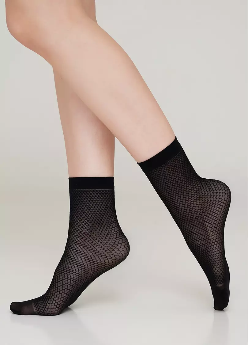 Жіночі шкарпетки з малюнком "сітка" RN-04 calzino nero (чорний)