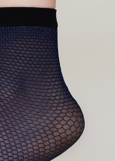 Женские носки с рисунком "сетка"  RN-04 calzino nero/blue (черный)