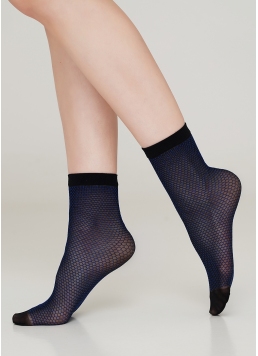 Женские носки с рисунком "сетка"  RN-04 calzino nero/blue (черный)