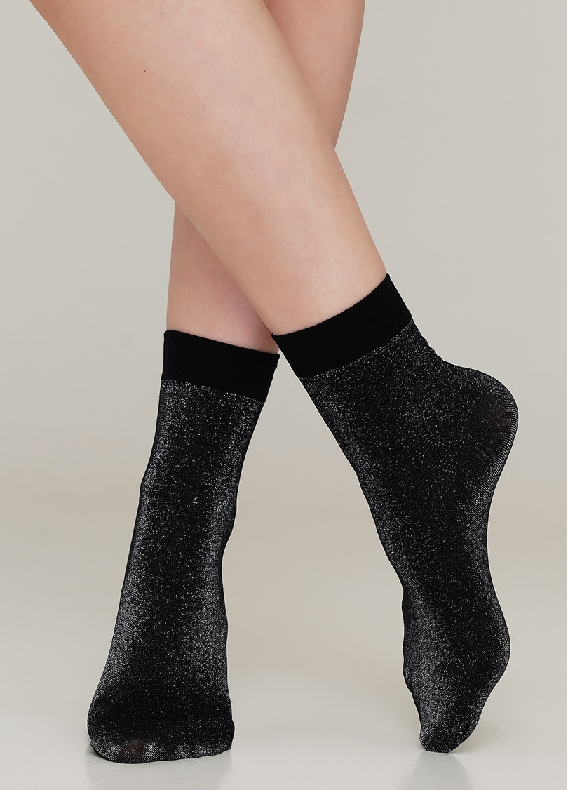 Жіночі шкарпетки з люрексом SHINY calzino dark silver metallic (сірий)