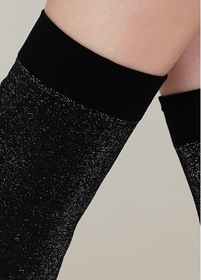 Женские носки с люрексом SHINY calzino dark silver metallic (серый)