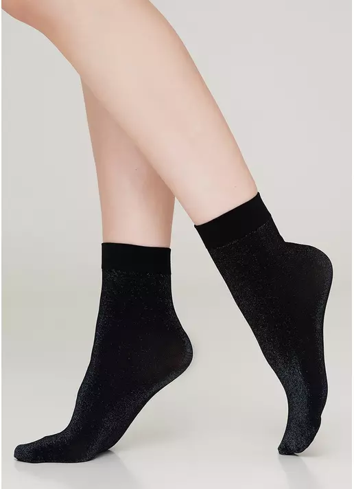 Женские носки с люрексом SHINY calzino shiny turqoise metalic (синий)