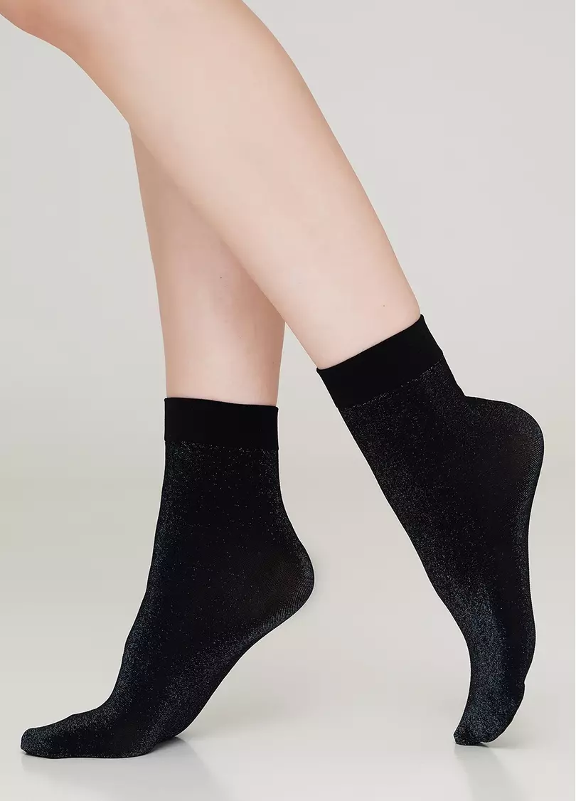 Женские носки с люрексом SHINY calzino shiny turqoise metalic (синий)