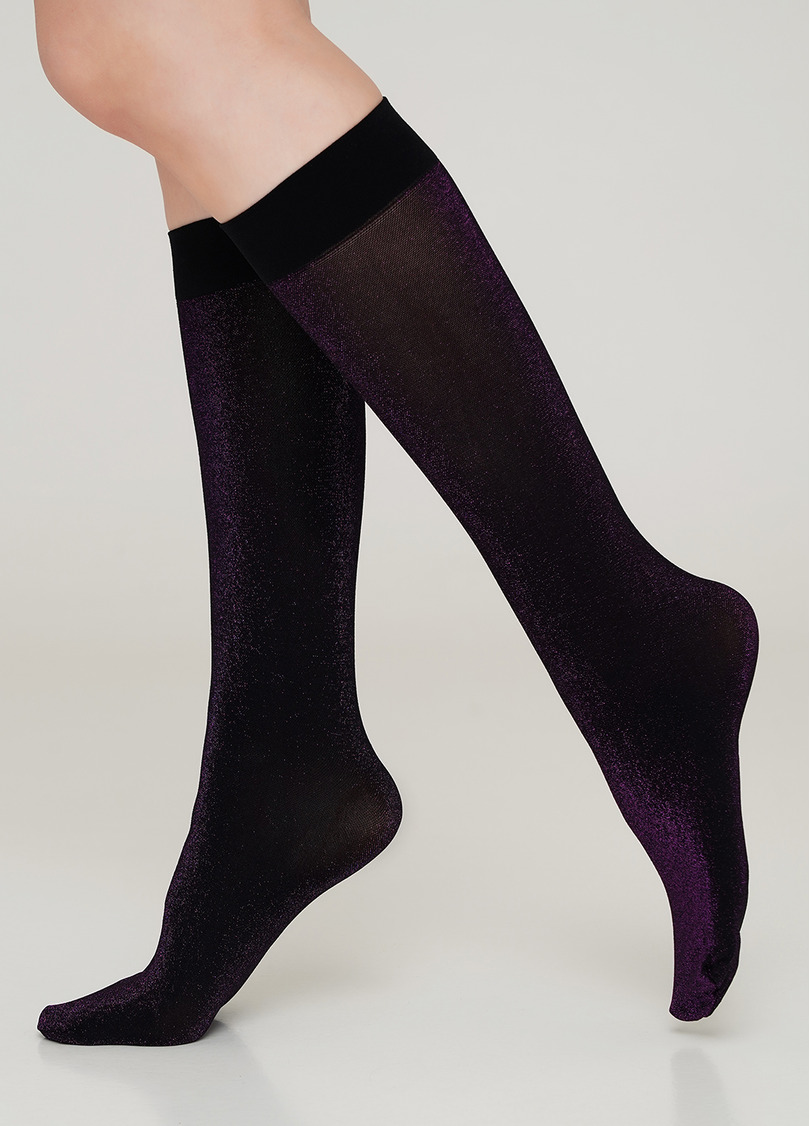 Жіночі гольфи з люрексом SHINY gamb shiny pink metallic (рожевий)