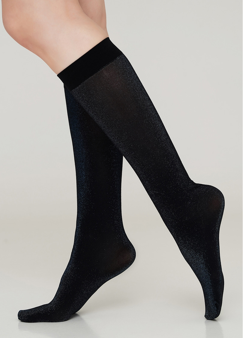 Жіночі гольфи з люрексом SHINY gamb shiny turqoise metalic (синій)