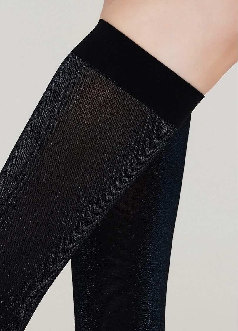 Жіночі гольфи з люрексом SHINY gamb shiny turqoise metalic (синій)