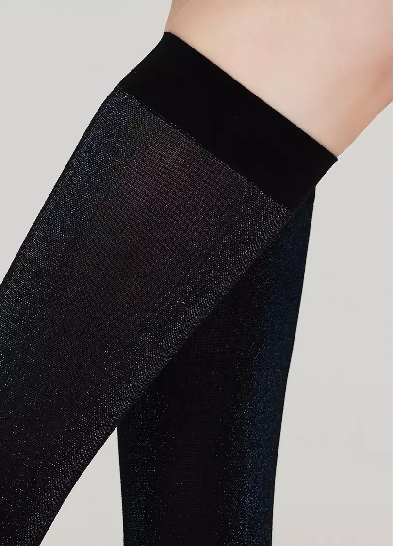 Женские гольфы с люрексом SHINY gamb shiny turqoise metalic (синий)