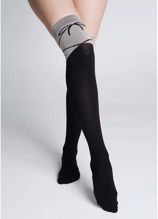 Ботфорти гольфи вище колін з бантиком WB1 FASHION 007 black (чорний)