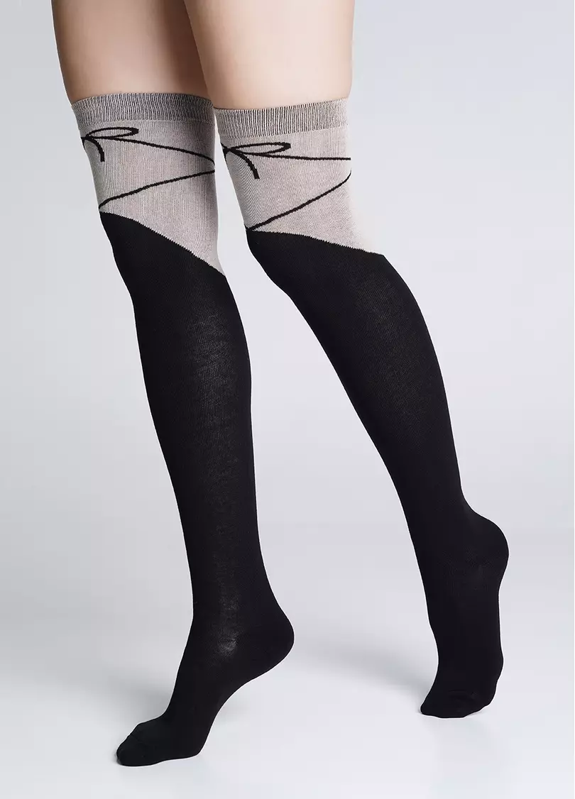 Ботфорты гольфы выше колен с бантиком WB1 FASHION 007 black (черный)