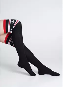 Ботфорти з візерунком вище колін WB1 FASHION 009 black (чорний)