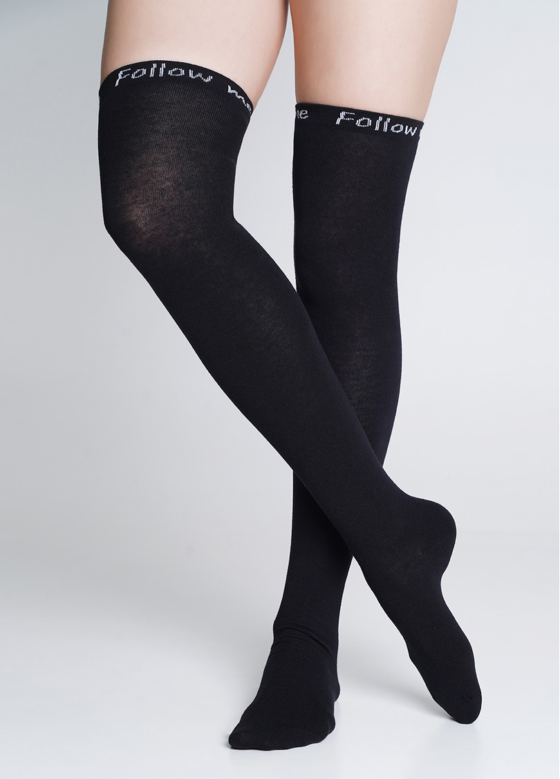 Гольфины хлопковые с надписью "Follow me" WB1 FASHION 010 black (черный)