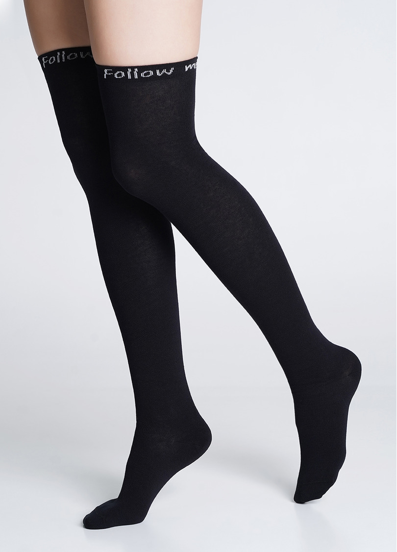 Гольфины хлопковые с надписью "Follow me" WB1 FASHION 010 black (черный)